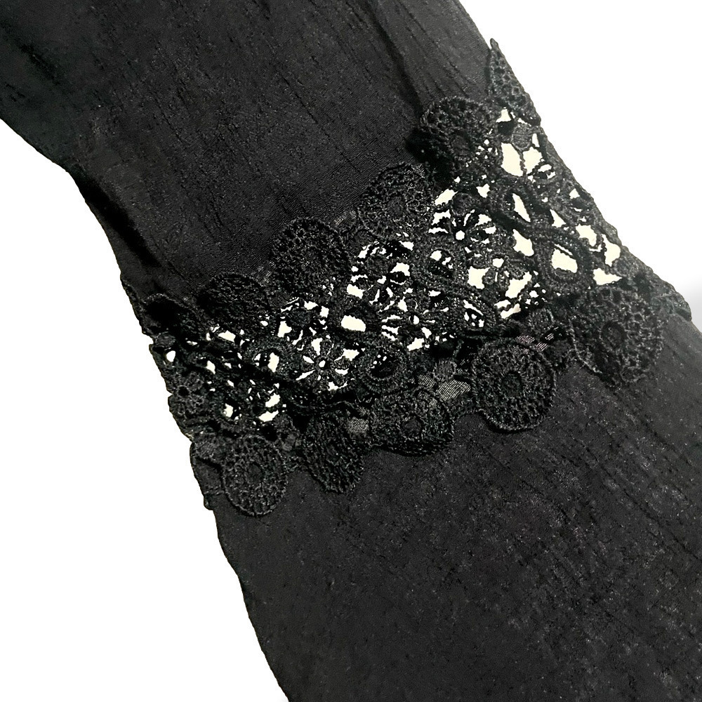 Wrangler Black Boho Mini Dress Bell Sleeve Lace Hem Small - Picture 9 of 11